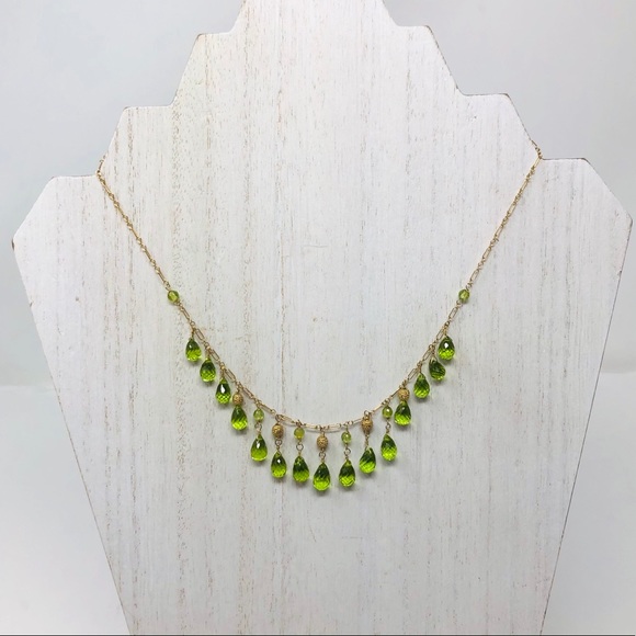 Solid 14K green peridot necklace, 10.2g NWOT - Picture 8 of 11